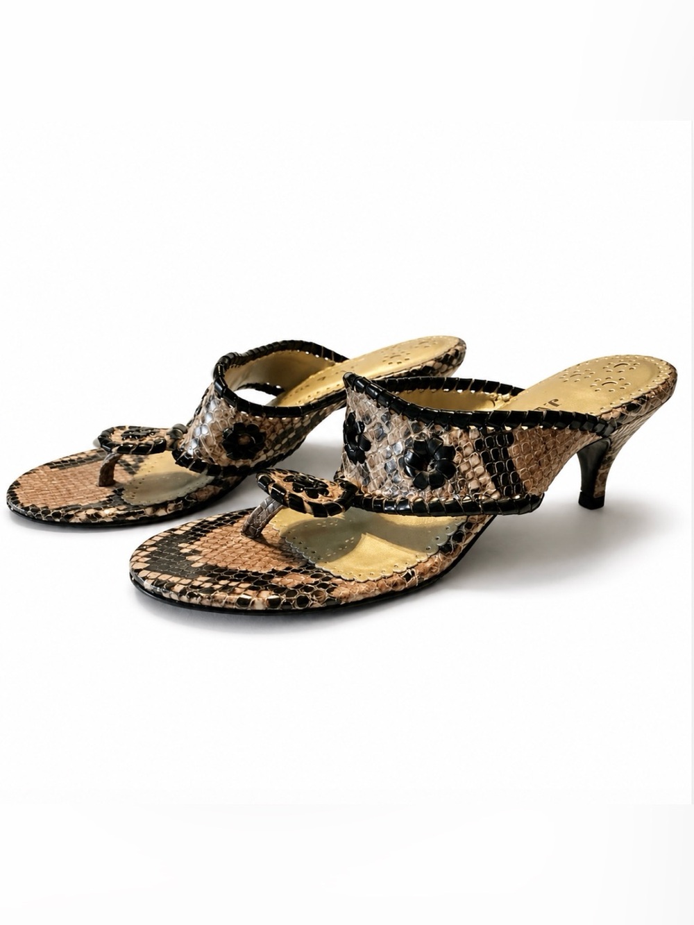 Jack Rogers Snakeskin Kitten Heel Sandals Size 6M